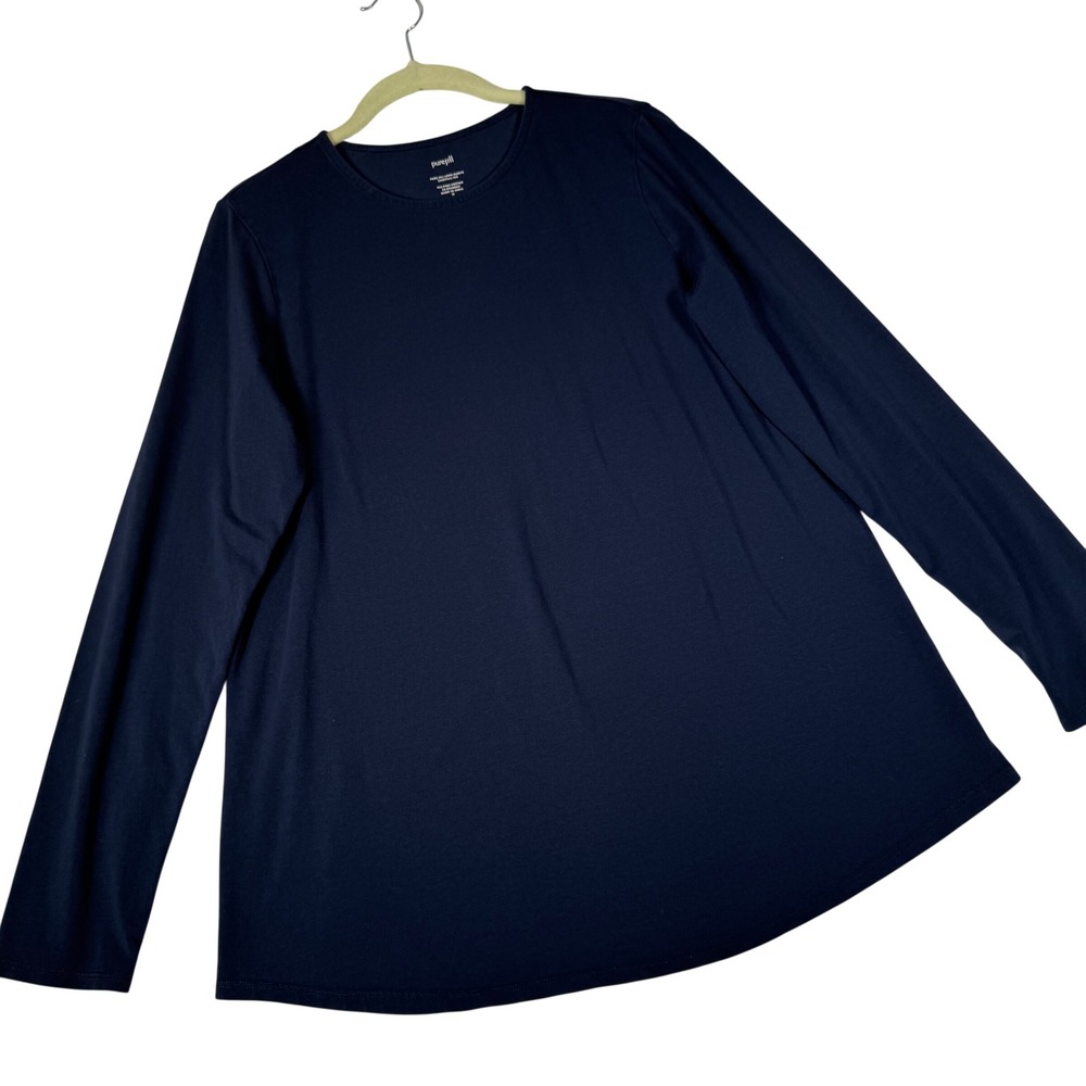 Pure Jill Navy Blue‎ Pima Cotton Shirttail Tee Medium M KTP232691 | Long Sleeve